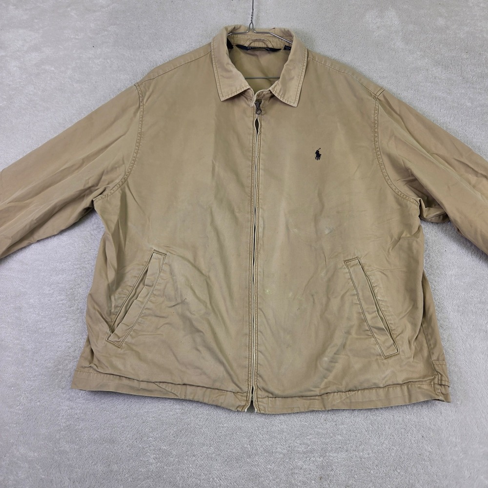 Polo Ralph Lauren Harrington Jacket Mens XL Tan Cotton Twill Full Zip Bomber